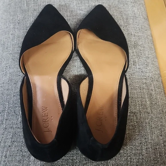 J. Crew D'orsay Suede Black Pointed Toe Flats Size 8 - Picture 4 of 6